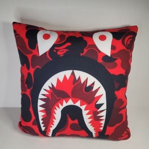 Bape Camo Shark mouth throw pillow 14x14 inches